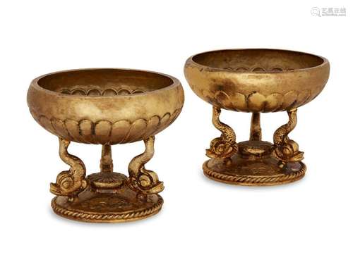 A pair of Greek silver-gilt tazza, first half 20th century, ...