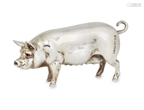 A silver model of a pig, London, c.2006, maker LL, realistic...