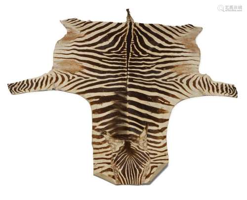 Three Burchell zebra skins, 20th century, unlined, the large...