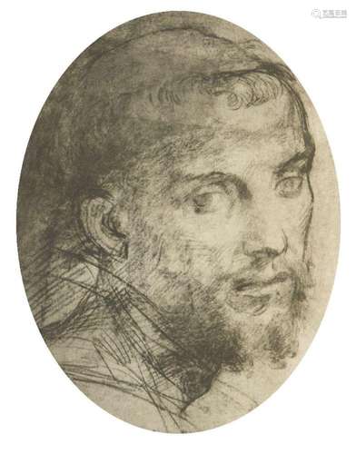 Italian School, 16th Century- Head of a man turned to the ri...