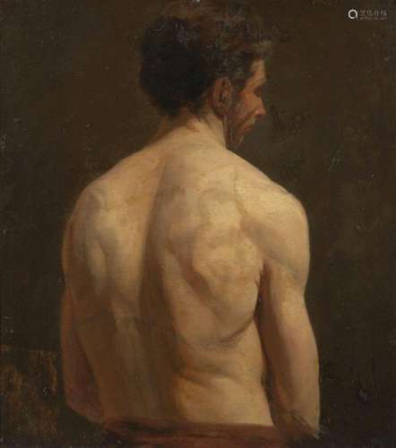 Belgian School, mid-19th century- Male nude, seated half-len...