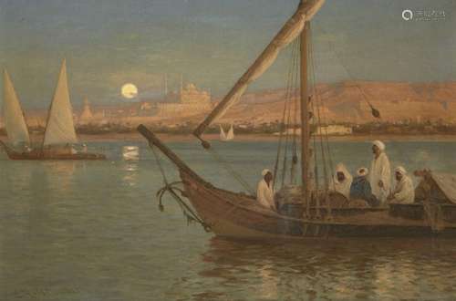 Laurits Bernhard Holst, Danish 1848-1934- Afterglow or Moonr...