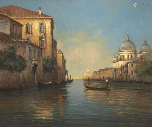 Antoine Bouvard, French 1870-1956- Venetian canal scene; oil...