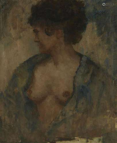 Belgian School, early-mid 20th century- Draped female nude h...