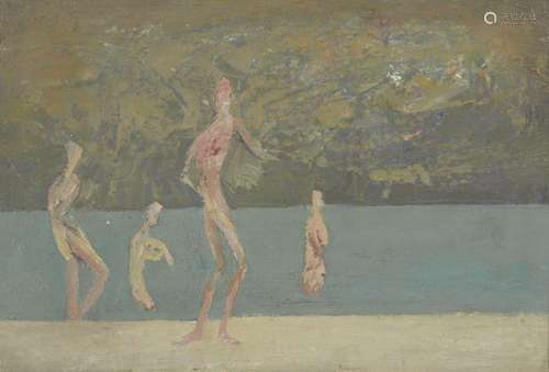 Auguste Jean Gaudin, French 1914-1992- Figures on a beach; o...