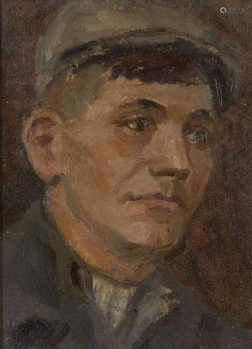 British School, mid-20th century- Portrait of a workman in a...