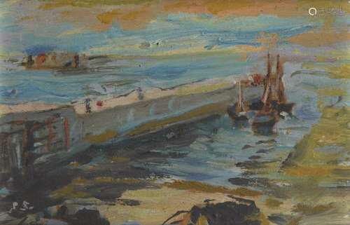 Paul Simonet, French, mid-20th century- Coastal view with mo...