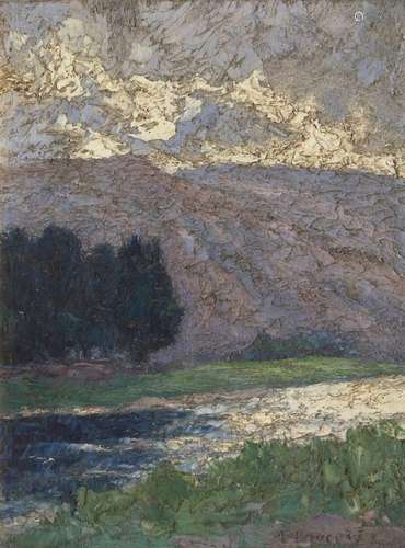 Frederic Braconier, French 1901-1985- Alpine river landscape...