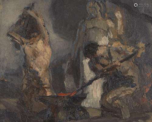 French School, mid-20th century- Vulcan’s Forge; oil on canv...