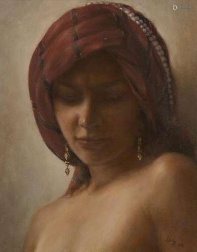 Aris Raissis, Egyptian b.1962- Portrait of a North African w...