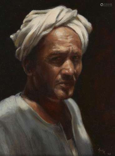 Aris Raissis, Egyptian b.1962- Portrait of a North African m...