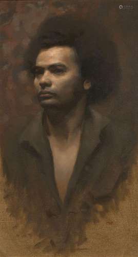 Jordan Sokal, American b.1979- Portrait of a man half-length...