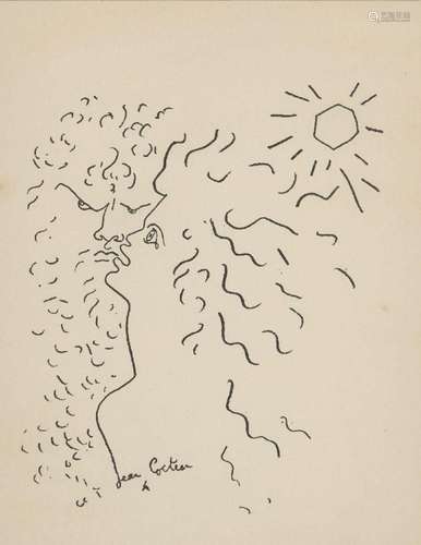 Jean Cocteau, French 1889-1963- Untitled/two figures embraci...