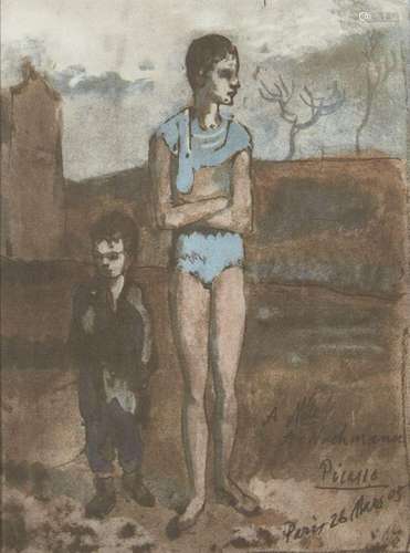 After Pablo Picasso, Spanish 1881-1973- Jeune acrobate et en...