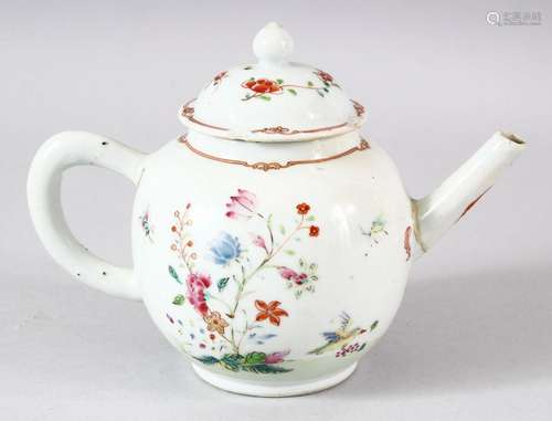 A CHINESE QIANLONG FAMILLE ROSE PORCELAIN TEA POT & COVE...