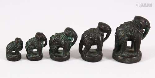 A FINE SET OF 19TH CENTURY CHINESE TIBET ELEPHANT BRONZE OPI...