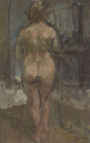 Martin Yeoman, British b.1953- Standing nude; oil on canvas,...