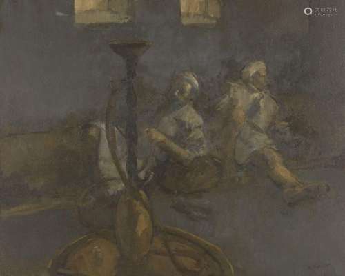 Martin Yeoman, British b.1953- Hookah smokers; oil on canvas...