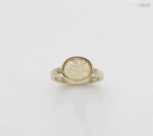 A 14k gold ring with a Roman intaglio