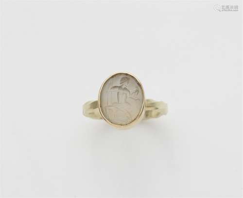 A 14k gold ring with a Roman intaglio
