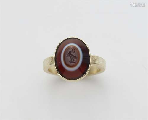 A 14k gold ring with a Roman intaglio