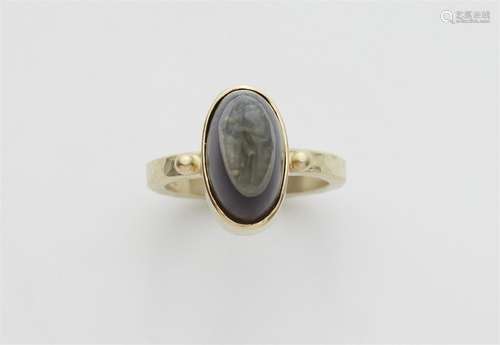 A 14k gold ring with a Roman intaglio