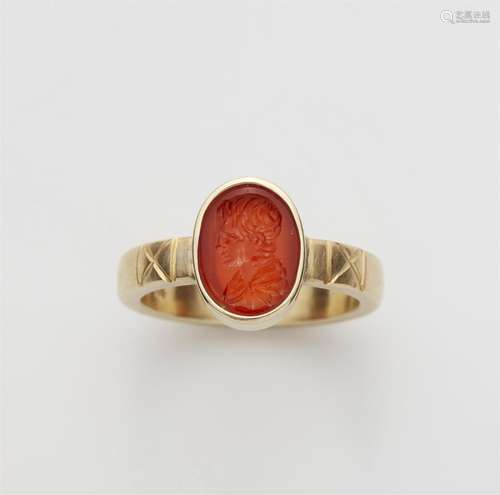 A 14k gold ring with a Roman intaglio