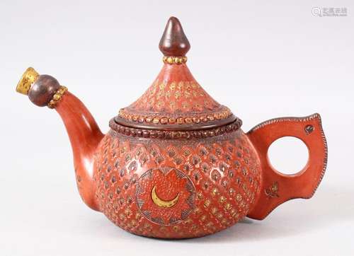 A GOOD TURKISH TOPHANE POTTERY COFFEE POT & COVER - With...