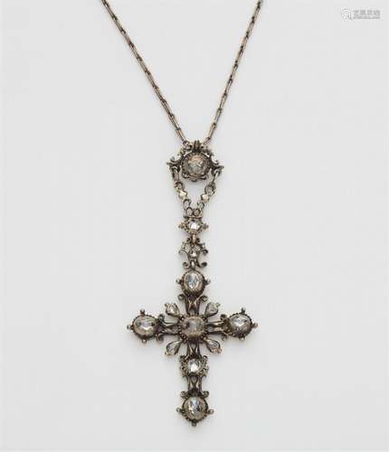 A Rococo parcel gilt silver cross pendant