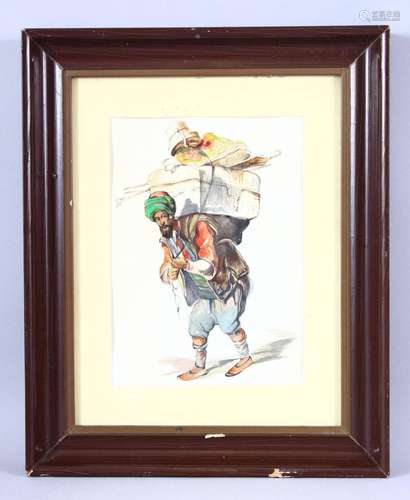 A GOOD TURKISH FRAMED WATER COLOUR / PAINTING, Depicting a T...