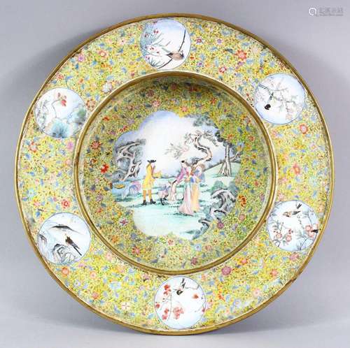 A LARGE & HEAVY CHINESE BEIJING ENAMEL / CLOISONNE DISH ...