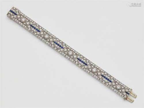 An Art Déco platinum diamond and sapphire bracelet