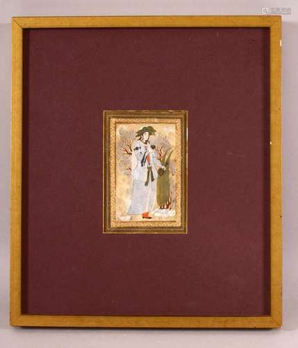 A LATE SAFAVID MINIATURE PAINTING OF A PRINCE, painted in a ...