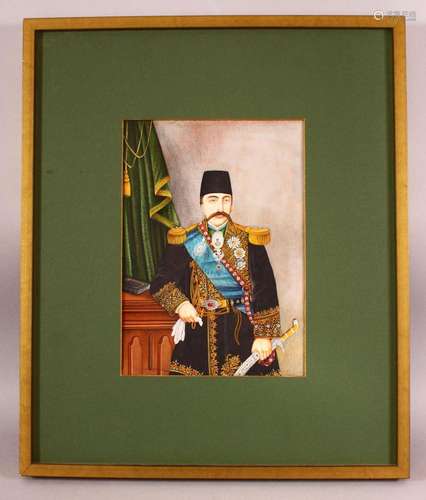 A HIGHLY DETAILED FINE QUALITY PAINTING OF MOZAFFAR AD-DIN S...