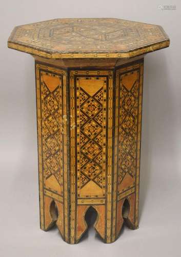 A 18TH/19TH CENTURY SYRIAN INLAID OCTAGONAL WOODEN TABLE, th...