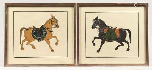 TWO 19TH CENTURY INDIAN MINIATURE PAINTINGS OF HORSES - Fram...