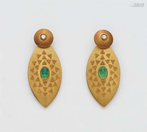 A pair of 18k gold granulation earrings