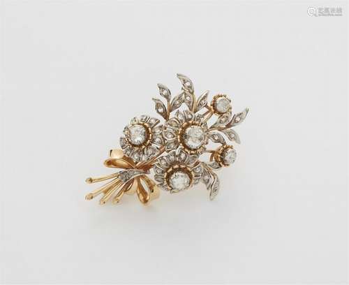 An 18k gold diamond bouquet brooch