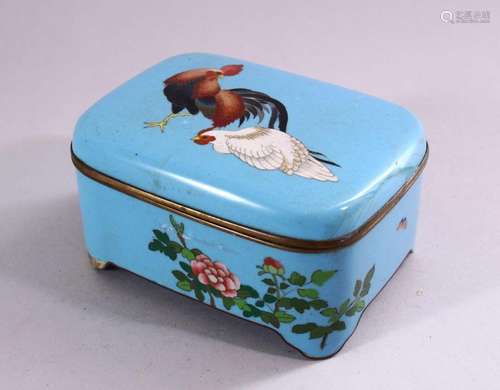 A JAPANESE MEIJI PERIOD CLOISONNE COCKEREL BOX & COVER, ...