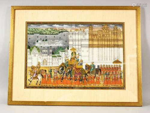 A GOOD INDIAN SCHOOL MINIATURE PAINTING depicting a colourfu...