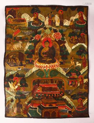 A MID 20TH CENTURY TIBETAN THANGKA, with wax export seal to ...