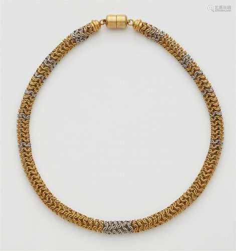 A 14k bi-colour gold tubular necklace