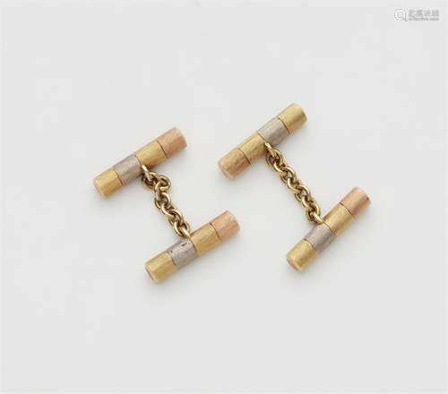 A pair of 14k tri-colour gold cufflinks