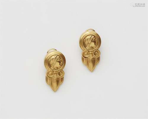 A pair of 18k gold Antique Revival style earrings