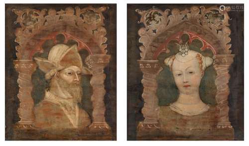 Bonifacio Bembo, Two Pairs of Portraits in Gothic architectu...