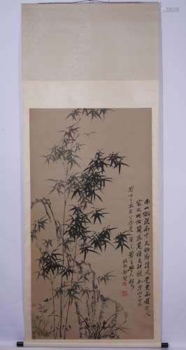Chinese Ink Paper Bamboo Painting Scroll