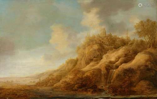 Frans de Hulst, River Landscape with a Tall Rock Formation, ...