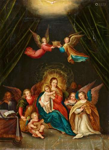 Antwerp School, 17th century, The Virgin and Child with Ange...