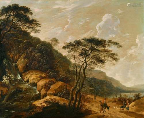Cornelis Matthieu, Mountain Landscape with a Waterfall