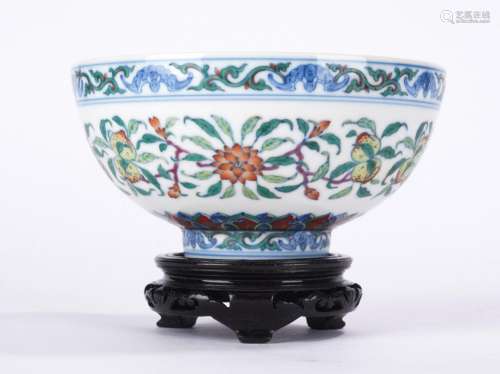 Chinese Famille Rose Peach and Lotus Bowl